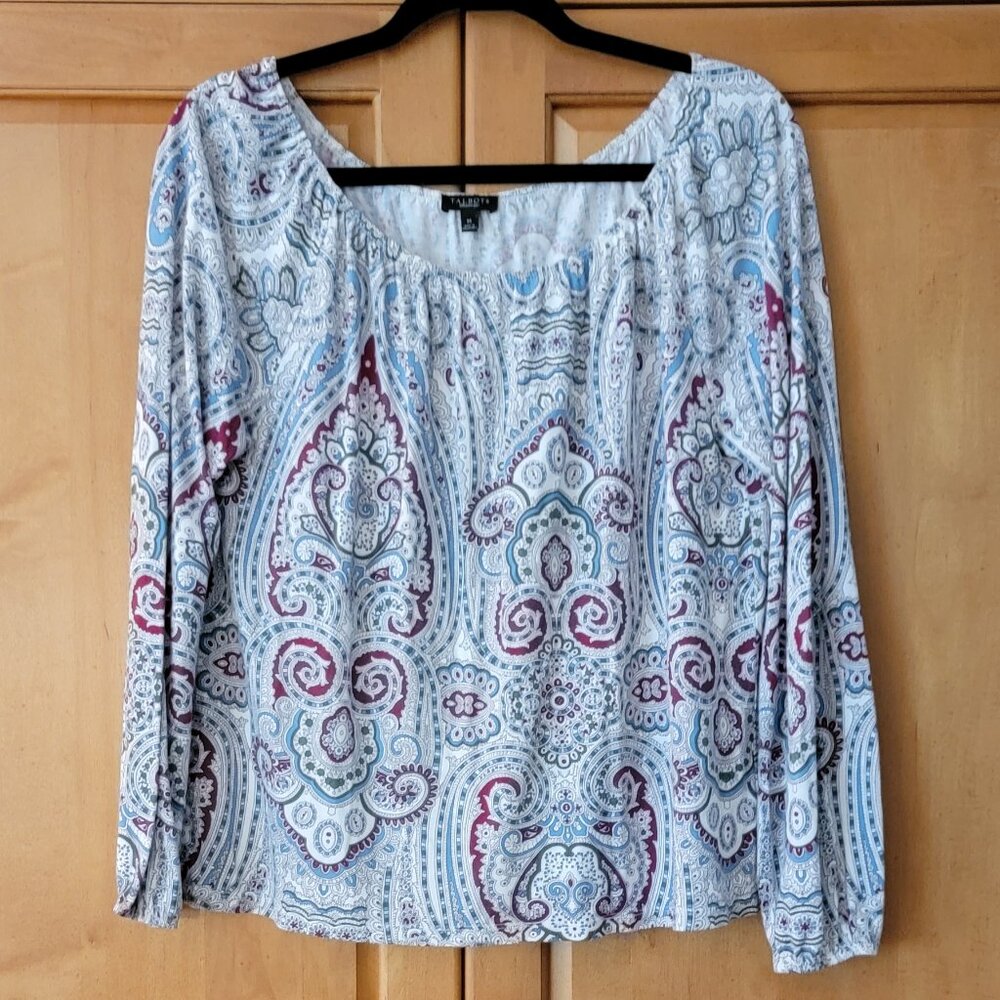 Talbots Flowy Boho Paisley Peasant Blouse - M